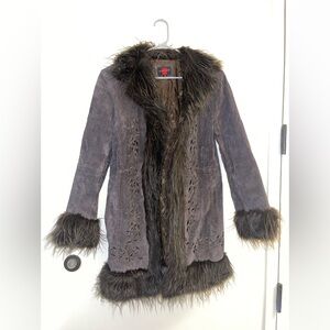 Gallery Gray Faux Fur Embellished Jacket